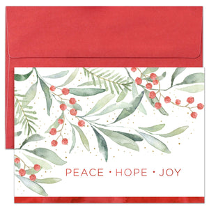 Greenery Wishes Boxed Holiday Cards