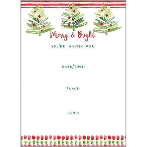 Holiday Fill In Invitation - Happy Merry Trees