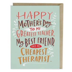 Cheapest Therapist Mother's Day Card