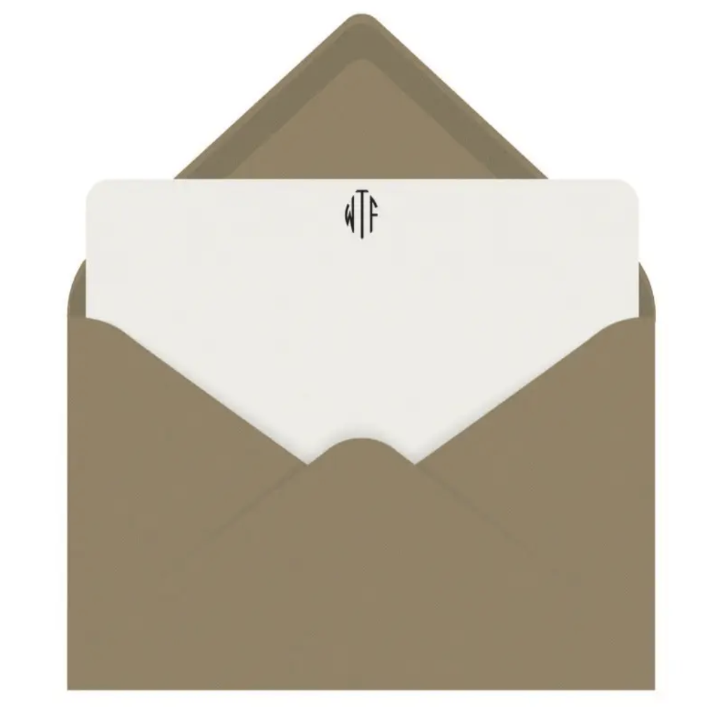 WTF Monogram Note Cards