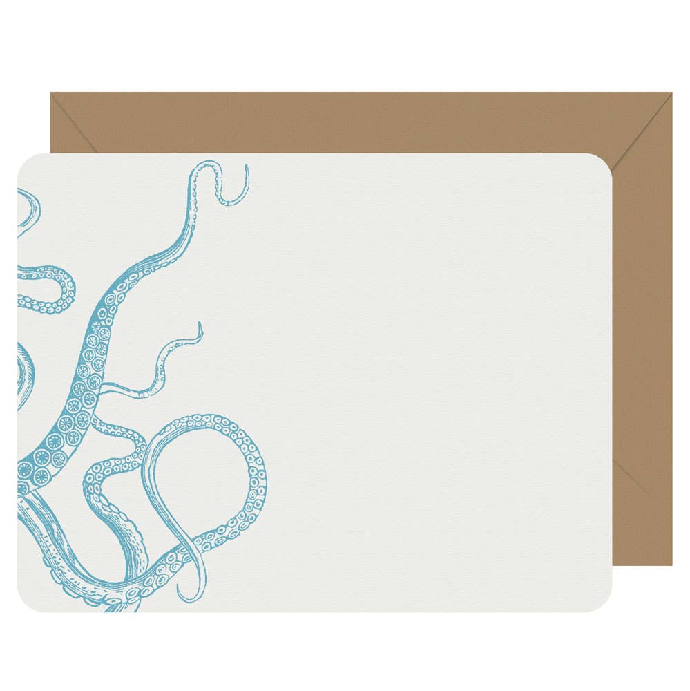 Note Cards Letterpress Octopus - Boxed Set of 8