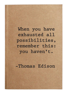 Thomas Edison Quote Kraft Notebook With 60 Lined Sheets