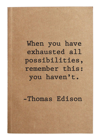 Thomas Edison Quote Kraft Notebook With 60 Lined Sheets