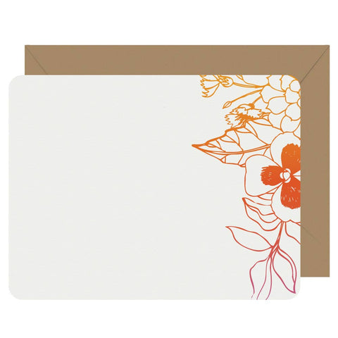 Note Cards Letterpress Wildflower - Boxed Set of 8
