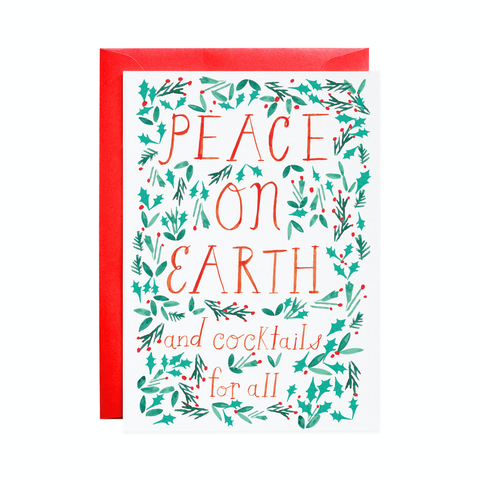 Peace + Cocktails Holiday Greeting Card (Single or Boxed)
